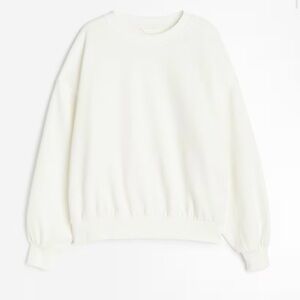 H&M White Textured Crew Neck Sweater